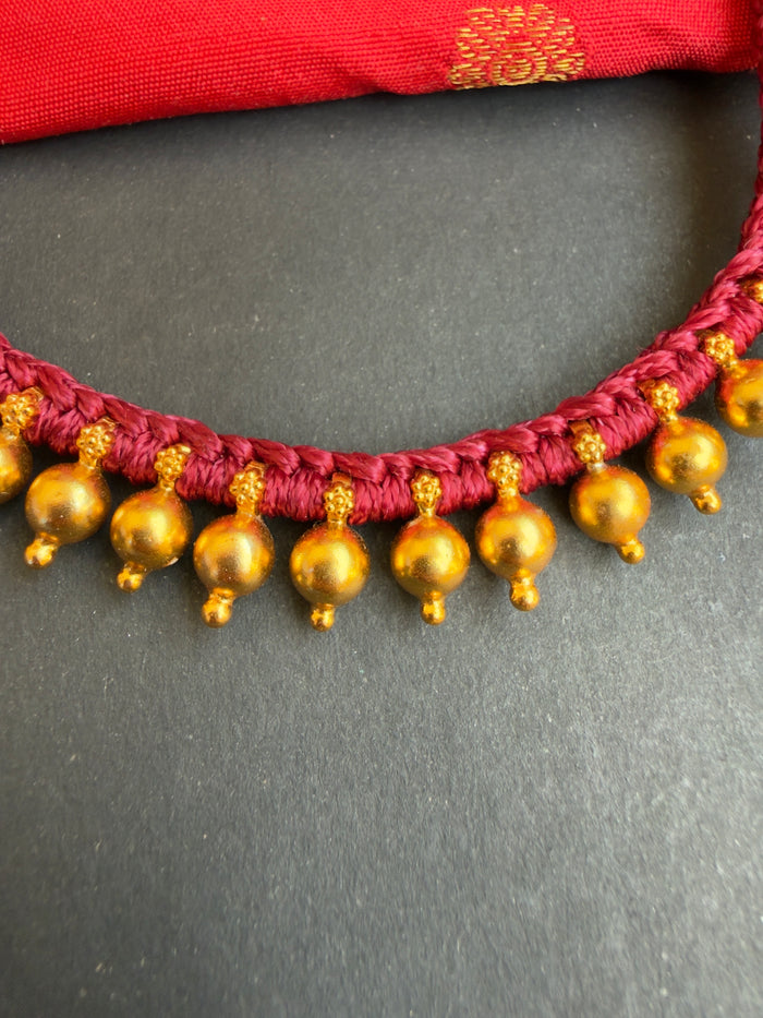 The Payal Silver Red Thread Necklace & Earrings
