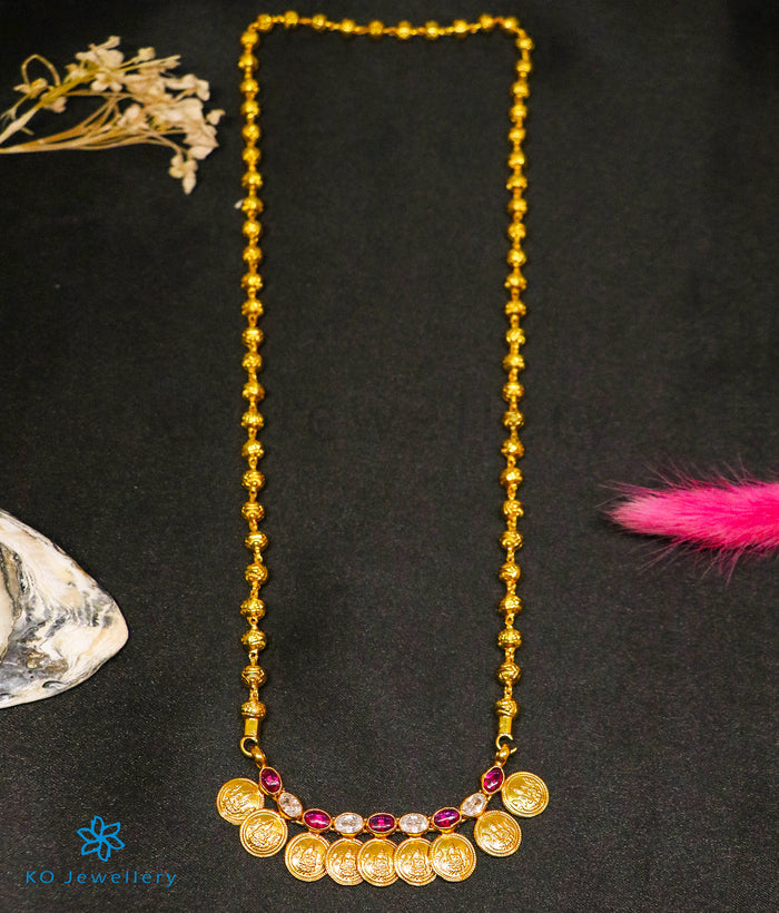The Prarthana Silver Lakshmi Coin Necklace (Red/White)