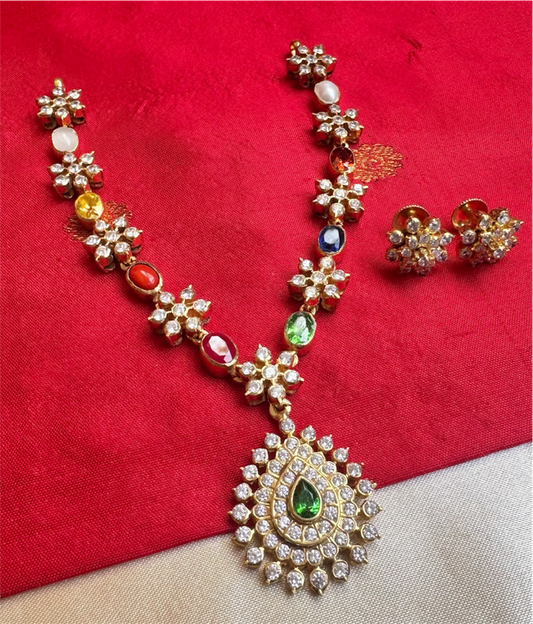 The Pritika Silver Navaratna Closed-setting Stone Necklace