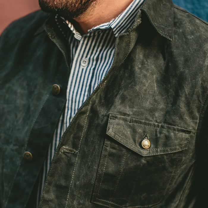 The Project Jacket in Olive Beeswaxed Canvas