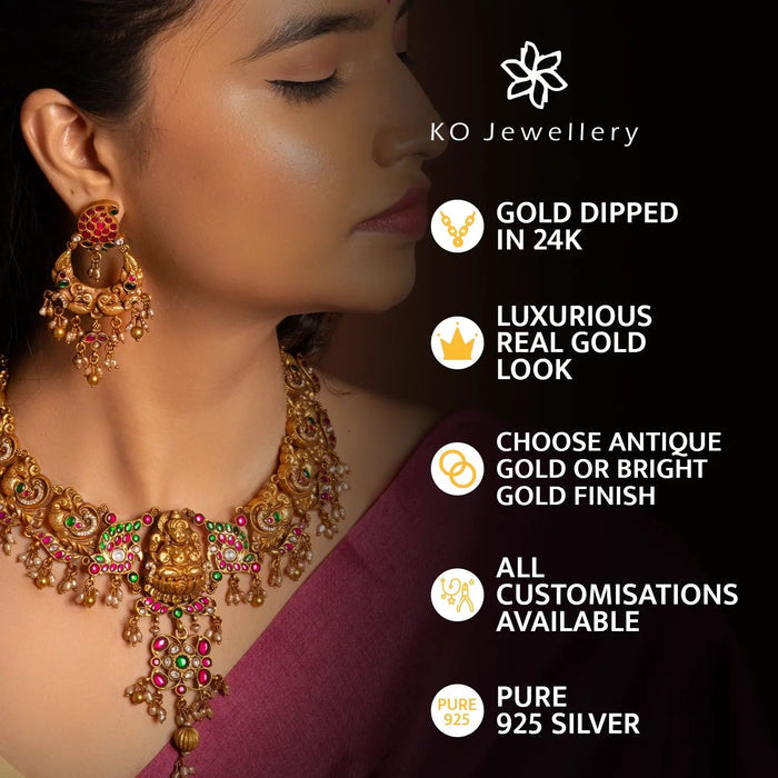 The Srihita Silver Gandaberunda Necklace & Earrings