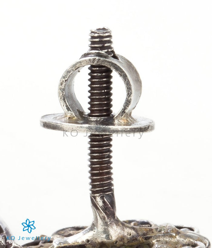 The Vansh Silver Navratna Peacock Earrings (Oxidised)