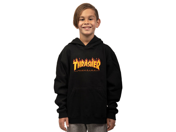 Thrasher - Flame Youth Hooded Fleece - Black