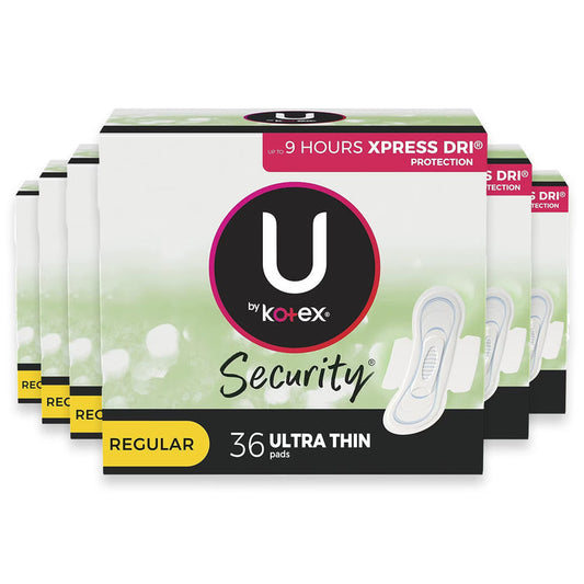 U by Kotex Ultra Thin Regular Pads - 36 Ct - 6 Pack