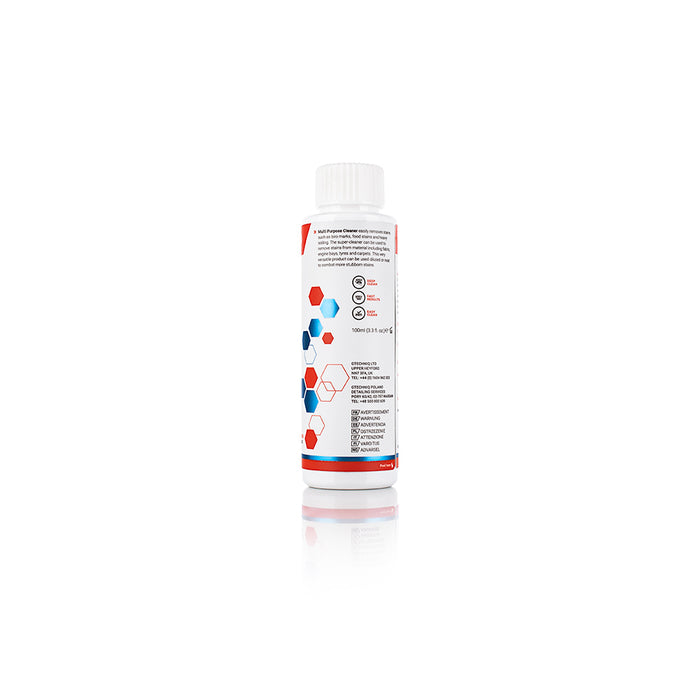 The back of a bottle of Gtechniq W2 multi-purpose cleaner on a white background.
