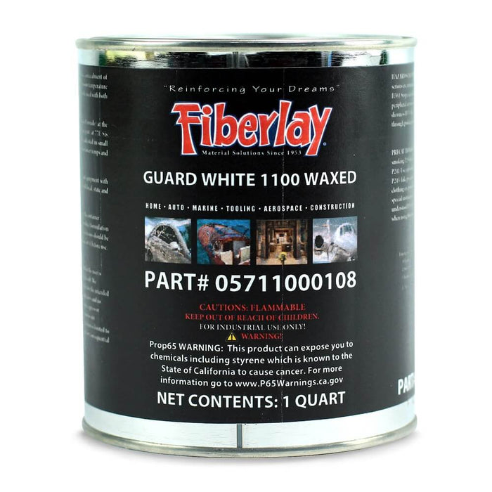 Quart can of superior grade white colored polyester gel coat.