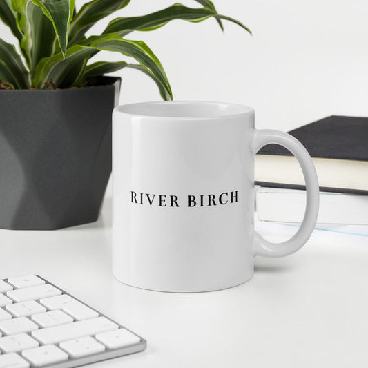White Glossy Mug - River Birch