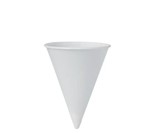 White Rolled Rim Paper Cone Cup, 5000/Case