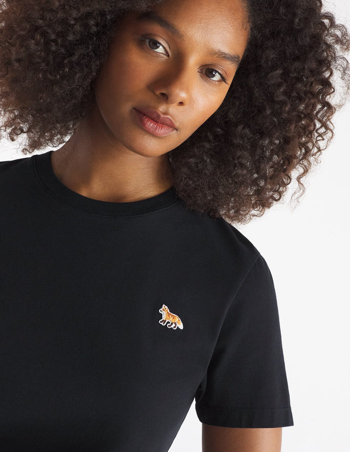 Women's Baby Fox Patch Regular Tee Shirt Black