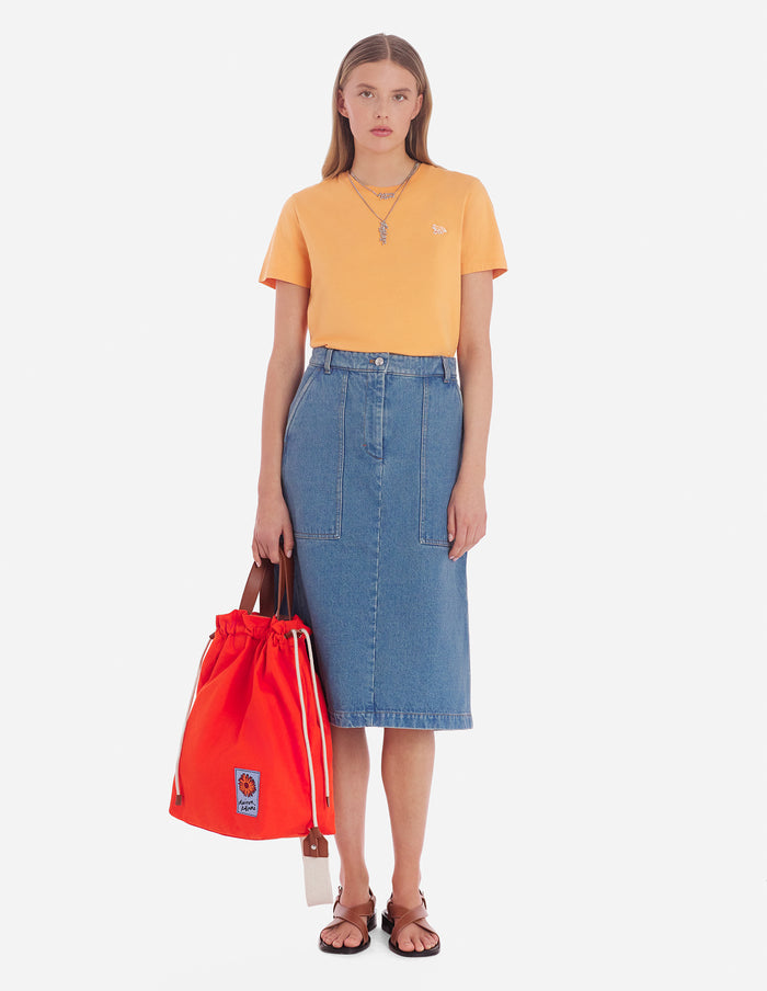 Women's Baby Fox Patch Regular Tee-shirt Sunset Orange