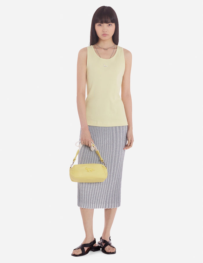 Women's Baby Fox Patch Ribbed Tank Top Chalk Yellow