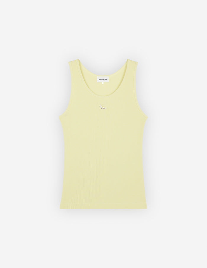 Women's Baby Fox Patch Ribbed Tank Top Chalk Yellow