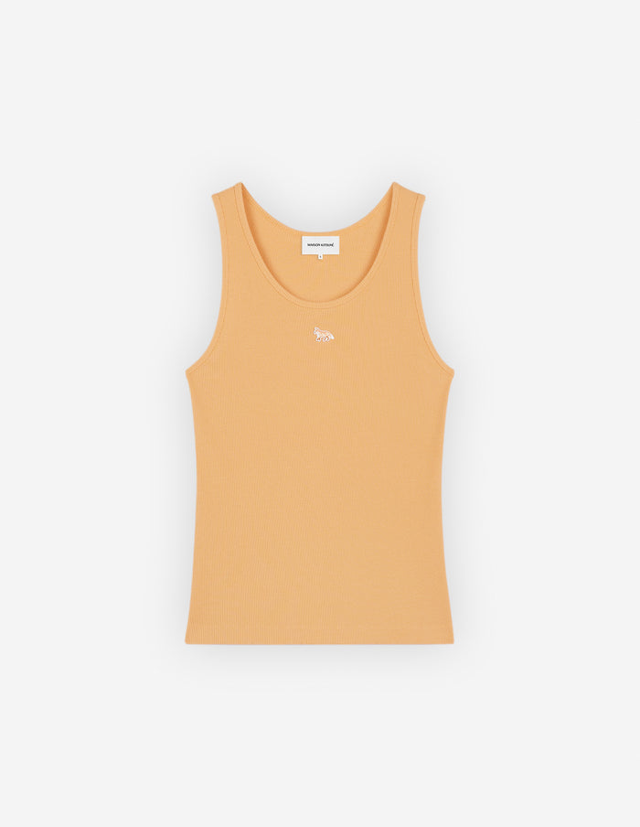 Women's Baby Fox Patch Ribbed Tank Top Sunset Orange