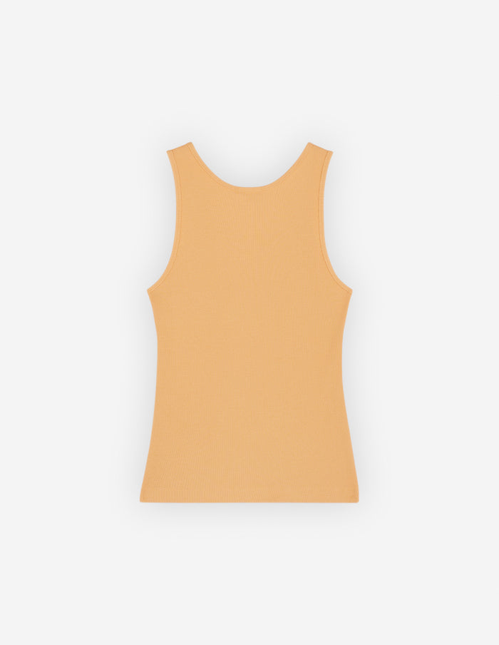 Women's Baby Fox Patch Ribbed Tank Top Sunset Orange