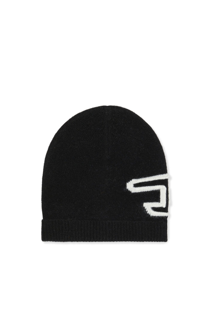 Women's Diesel K-Peel Wool beanie with peel-off logo Black