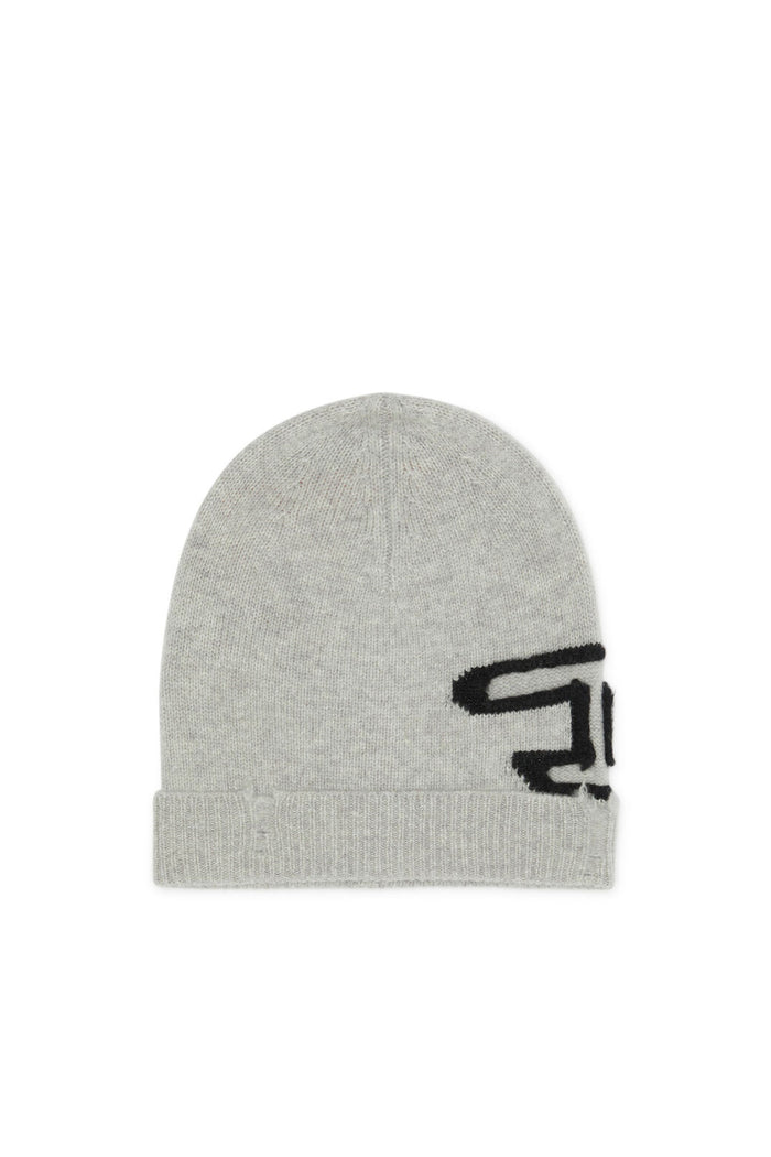 Women's Diesel K-Peel Wool beanie with peel-off logo Grey