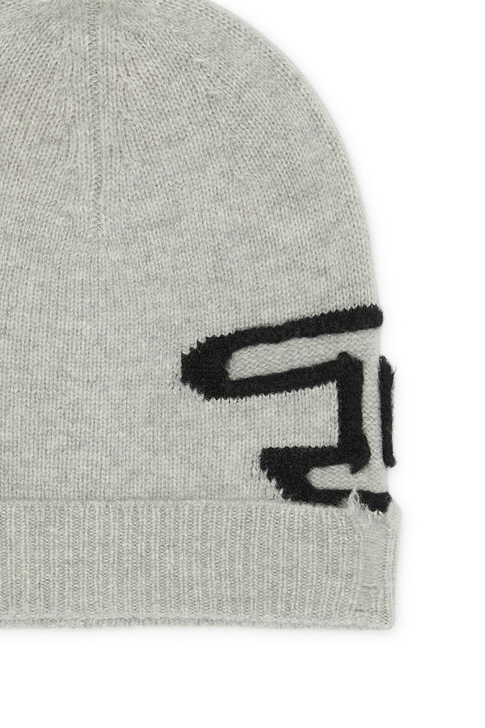 Women's Diesel K-Peel Wool beanie with peel-off logo Grey