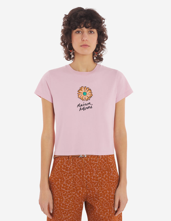 Women's Floating Flower Baby Tee-shirt Mist Pink