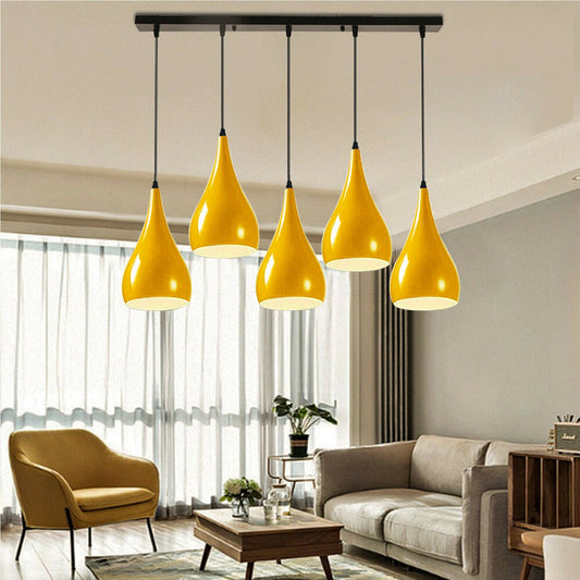 Yellow 5 Outlet Ceiling Light Fixtures Black Hanging Pendant Lighting~1624