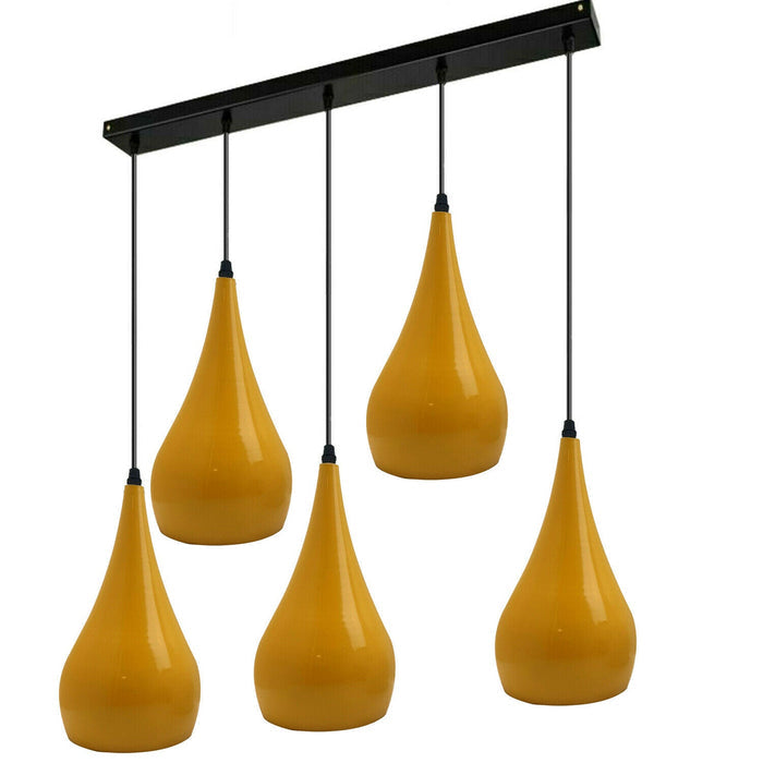 Yellow 5 Outlet Ceiling Light Fixtures Black Hanging Pendant Lighting~1624