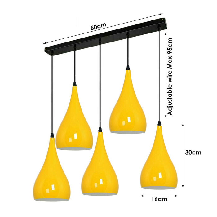 Yellow 5 Outlet Ceiling Light Fixtures Black Hanging Pendant Lighting~1624