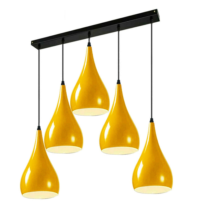 Yellow 5 Outlet Ceiling Light Fixtures Black Hanging Pendant Lighting~1624