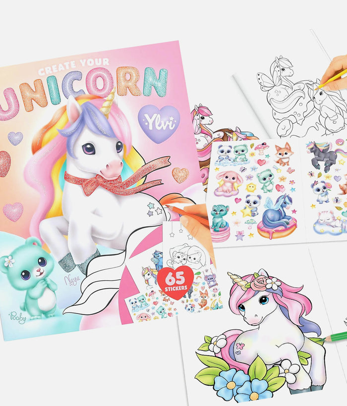 Ylvi Create Your Unicorn Colouring Book with 65 Stickers - 0014209