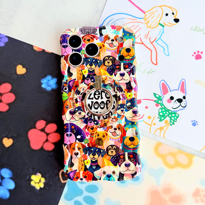 Zero Woofs Given Hold It Fancy MagSafe grip ring with a colorful illustrated dog print design from Fancy Bands